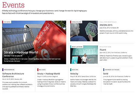 Example events page layout from the Content Display Patterns article
